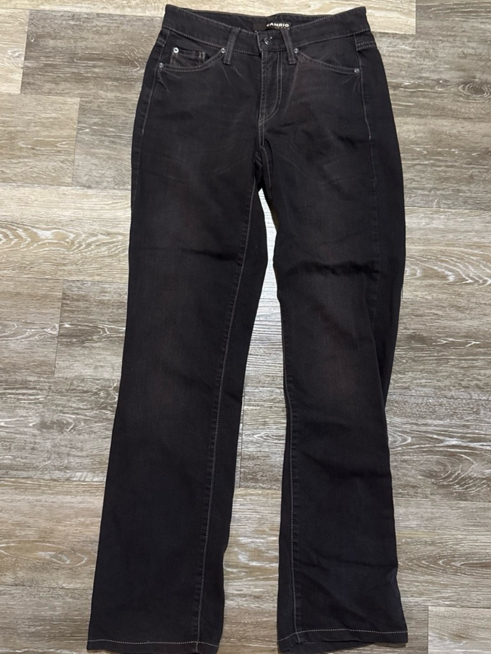 Cambio Vintage Straight Leg Jeans in Chocolate Brown Wash (Bedazzled)